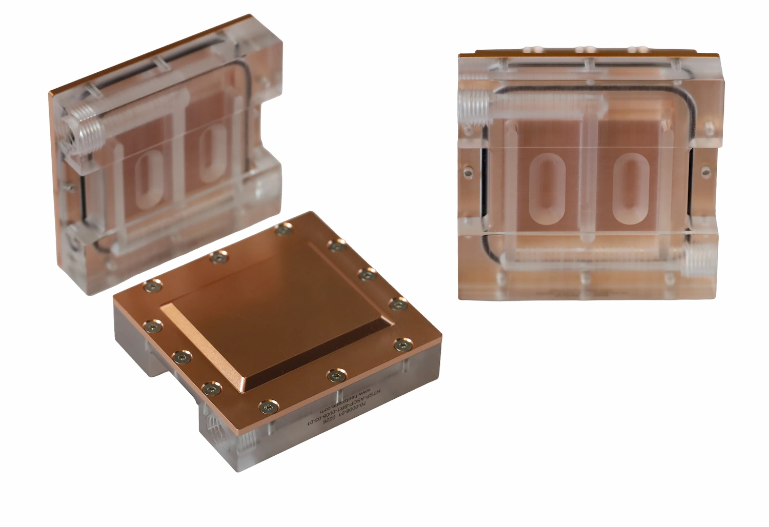 High-performance copper cold plate mated with O-ring and screws