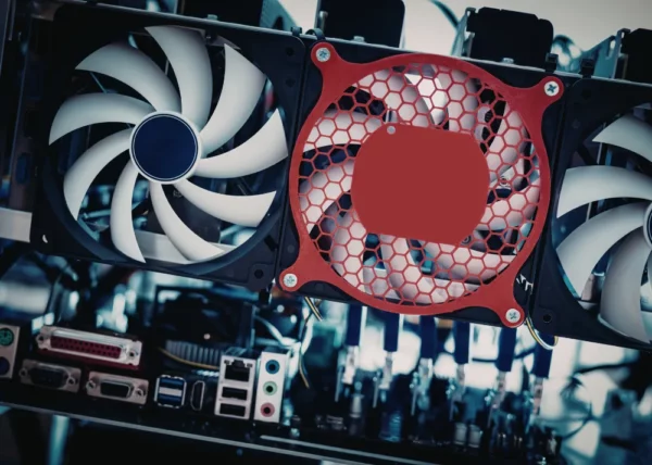 Graphics card with multiple cooling fans designed for heat dissipation in high-performance computing