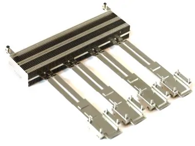 High-performance optical transceiver module heatsink with extended heat pipes and precision fins for advanced cooling
